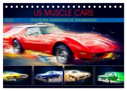 Cover-Bild zum Titel 'US Muscle Cars Legendäre Amerikanische Traumwagen (Tischkalender 2026 DIN A5 quer), CALVENDO Monatskalender' von 'Dirk Meutzner'