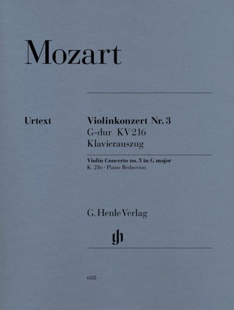 Mozart, Wolfgang Amadeus - Violinkonzert Nr. 3 G-dur KV 216 (Klavierauszug) - Wolfgang Amadeus Mozart