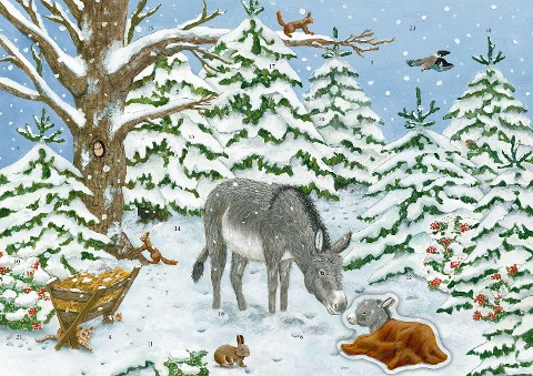 Sticker-Adventskalender - Eselchen im Winterwald - 