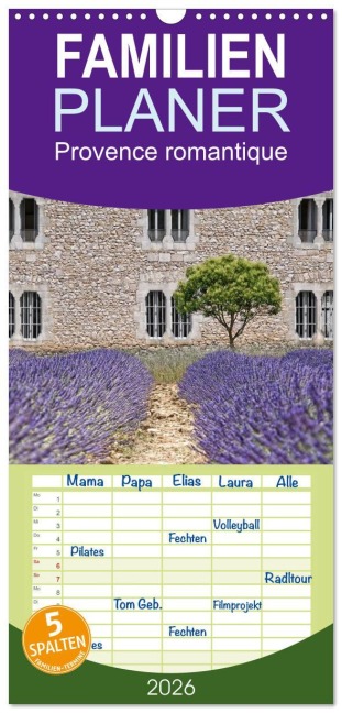 Familienplaner 2026 - Provence romantique mit 5 Spalten (Wandkalender, 21 x 45 cm) CALVENDO - Jo. Pinx Joachim G. Pinkawa