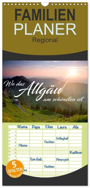 Familienplaner 2025 - Wo das Allgäu am schönsten ist mit 5 Spalten (Wandkalender, 21 x 45 cm) CALVENDO - Reinhold Ratzer