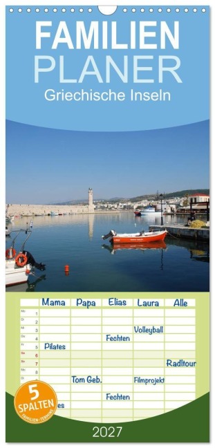 Familienplaner 2027 - Griechische Inseln mit 5 Spalten (Wandkalender, 21 x 45 cm) CALVENDO - Peter Schneider