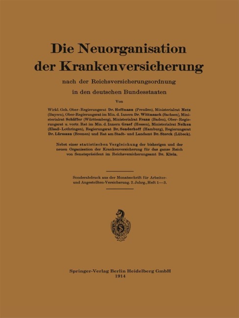 Die Neuorganisation der Krankenversicherung - Metz Von Hoffmann