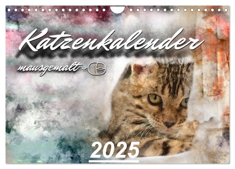 Katzenkalender mausgemalt (Wandkalender 2025 DIN A4 quer), CALVENDO Monatskalender - Sylvio Banker