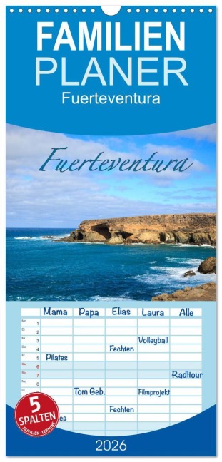 Familienplaner 2026 - Fuerteventura mit 5 Spalten (Wandkalender, 21 x 45 cm) CALVENDO - Dominik Wigger