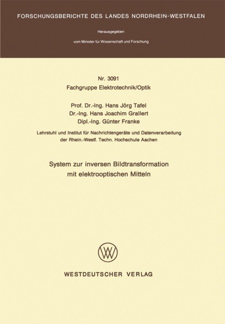 System zur inversen Bildtransformation mit elektrooptischen Mitteln - Hans Jörg Tafel
