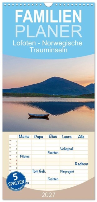 Familienplaner 2027 - Lofoten - Norwegische Trauminseln mit 5 Spalten (Wandkalender, 21 x 45 cm) CALVENDO - Elisabeth Schittenhelm