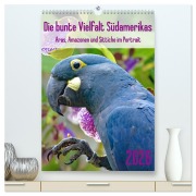 Cover-Bild zum Titel 'Die bunte Vielfalt Südamerikas - Aras, Amazonen und Sittiche im Portrait (hochwertiger Premium Wandkalender 2026 DIN A2 hoch), Kunstdruck in Hochglanz' von 'Claudia Kleemann'