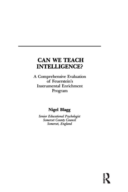 Can We Teach Intelligence? - Nigel Blagg