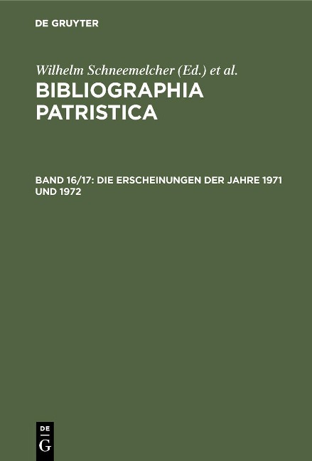 Die Erscheinungen der Jahre 1971 und 1972 - 