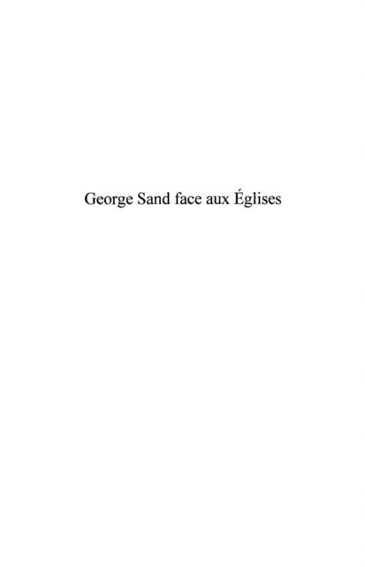 George sand face aux eglises - Hamon Bernard