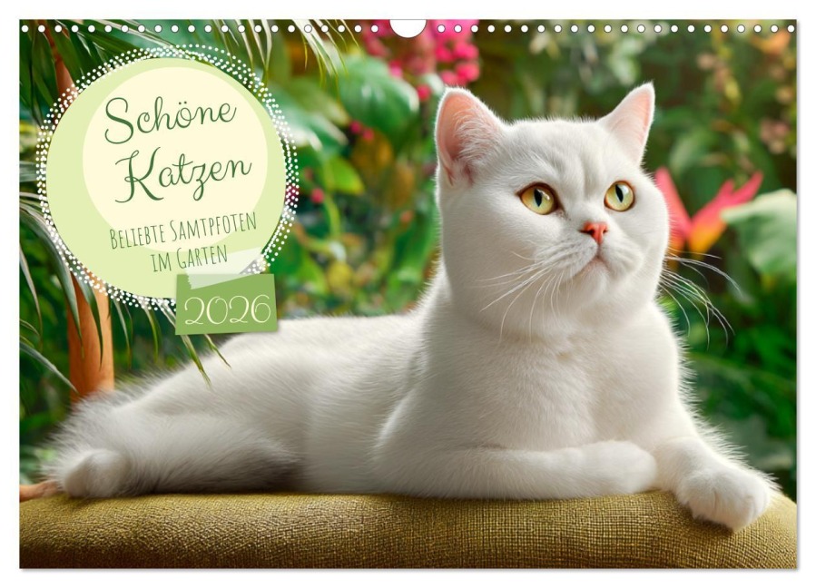 Schöne Katzen. Beliebte Samtpfoten im Garten (Wandkalender 2026 DIN A3 quer), CALVENDO Monatskalender - Rose Hurley