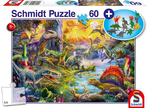 Dinosaurier. Puzzle 60 Teile, mit Add-on (Dinosaurier-Figuren-Set) - 