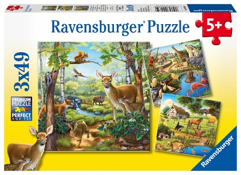 Wald-/Zoo-/Haustiere. Puzzle 3 X 49 Teile - 