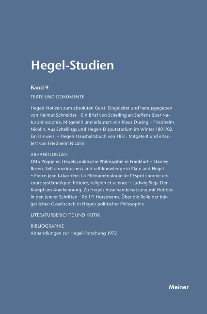 Hegel-Studien / Hegel-Studien Band 9 (1974) - 