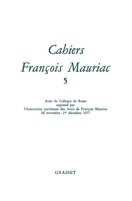 Cahiers numéro 05 - Mauriac-F