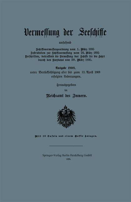 Vermessung der Seeschiffe - Reichsamt Des Inneren