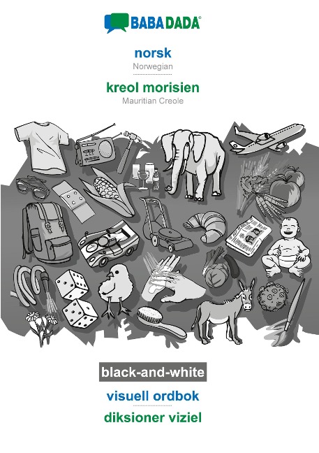 BABADADA black-and-white, norsk - kreol morisien, visuell ordbok - diksioner viziel - Babadada Gmbh