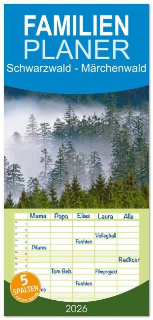 Familienplaner 2026 - Schwarzwald - Märchenwald mit 5 Spalten (Wandkalender, 21 x 45 cm) CALVENDO - Calvendo Calvendo