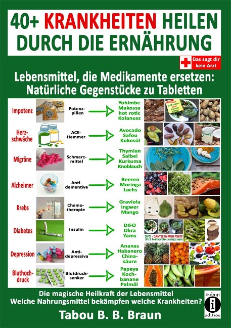 40+ Krankheiten heilen durch die Ernährung - Lebensmittel, die Medikamente ersetzen: Natürliche Gegenstücke zu Tabletten - Tabou Banganté Blessing Braun 40+ Krankheiten heilen durch die Ernährung - Lebensmittel, die Medikamente ersetzen: Natürliche Gegenstücke zu Tabletten - Tabou Banganté Blessing Braun