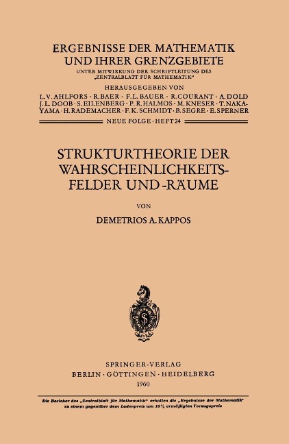 Strukturtheorie der Wahrscheinlichkeitsfelder und -Räume - Demetrios A. Kappos