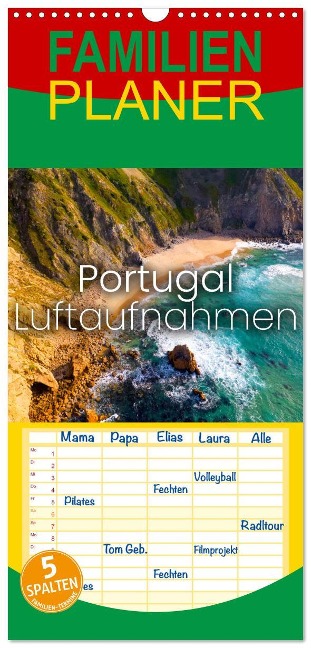 Familienplaner 2025 - Portugal Luftaufnahmen mit 5 Spalten (Wandkalender, 21 x 45 cm) CALVENDO - Sf Sf