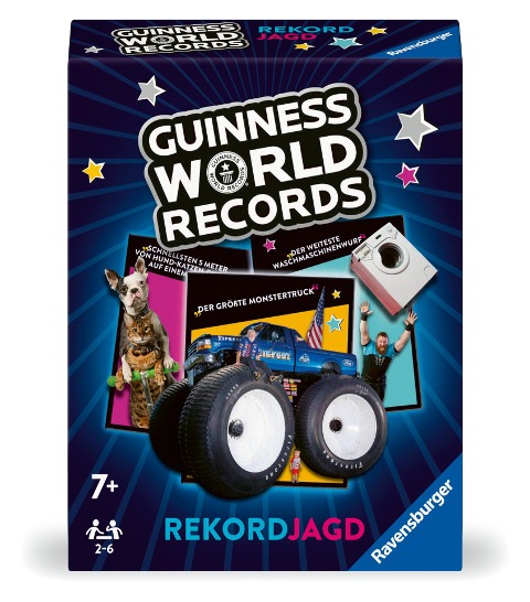 Ravensburger 22889 - Guinness World Records: Rekordjagd - das Quiz- und Gedächtnisspiel voller Rekorde, Skurrilem und Sensationen für 2-6 Spieler ab 7 Jahren - 