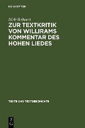 Cover-Bild zum Titel 'Zur Textkritik von Willirams Kommentar des Hohen Liedes' von 'Niels Bohnert'