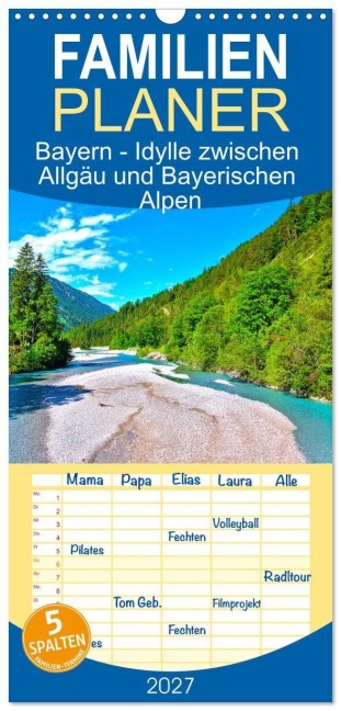 Familienplaner 2027 - Bayern - Idylle zwischen Allgäu und Bayerischen Alpen mit 5 Spalten (Wandkalender, 21 x 45 cm) CALVENDO - Lost Plastron Pictures
