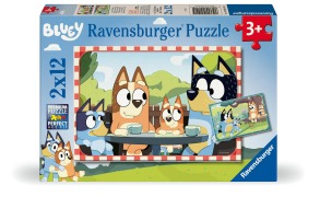 Cover-Bild zum Titel 'Kinderpuzzle 2x12 Teile - Bluey - Familienzeit' von ''