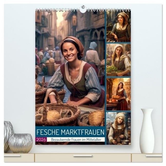 Fesche Marktfrauen (hochwertiger Premium Wandkalender 2026 DIN A2 hoch), Kunstdruck in Hochglanz - Sabine Löwer