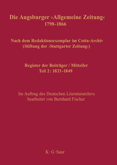 Register der Beiträger / Mitteiler - 