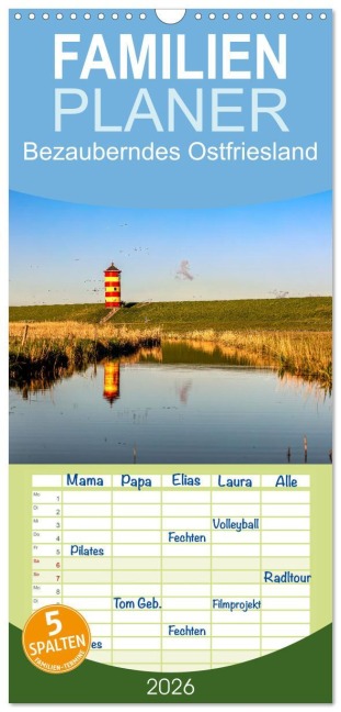 Familienplaner 2026 - Bezauberndes Ostfriesland mit 5 Spalten (Wandkalender, 21 x 45 cm) CALVENDO - Andrea Dreegmeyer
