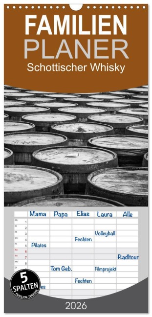 Familienplaner 2026 - Schottischer Whisky mit 5 Spalten (Wandkalender, 21 x 45 cm) CALVENDO - Ralf Kaiser