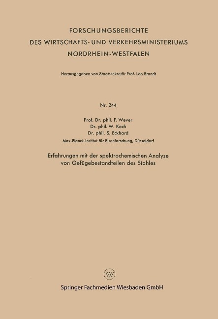 Erfahrungen mit der spektrochemischen Analyse von Gefügebestandteilen des Stahles - Franz Wever