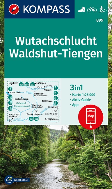 KOMPASS Wanderkarte 899 Wutachschlucht, Waldshut-Tiengen 1:25.000 - 