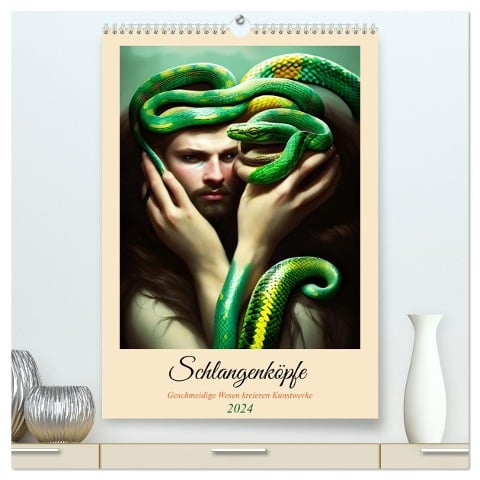 Schlangenköpfe Geschmeidige Wesen kreieren Kunstwerke (hochwertiger Premium Wandkalender 2024 DIN A2 hoch), Kunstdruck in Hochglanz - Martina Marten
