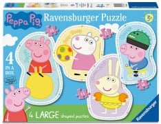 Cover-Bild zum Titel 'Ravensburger Kinderpuzzle 06956 - Zeit für Spiel und Spaß - 4 konturgeformte Puzzles mit 10, 12, 14 und 16 großen, stabilen Puzzleteilen, für kleine Peppa Pig-Fans ab 3 Jahren' von ''
