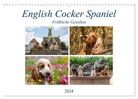 English Cocker Spaniel - Fröhliche Gesellen (Wandkalender 2024 DIN A3 quer), CALVENDO Monatskalender - Fotodesign Verena Scholze
