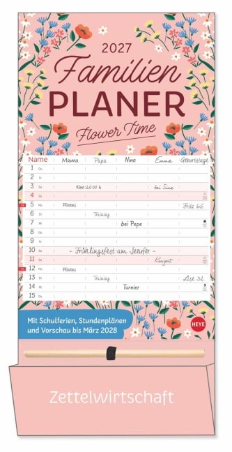 Deko-Familienplaner mit Tasche Flower Time 2027 - 