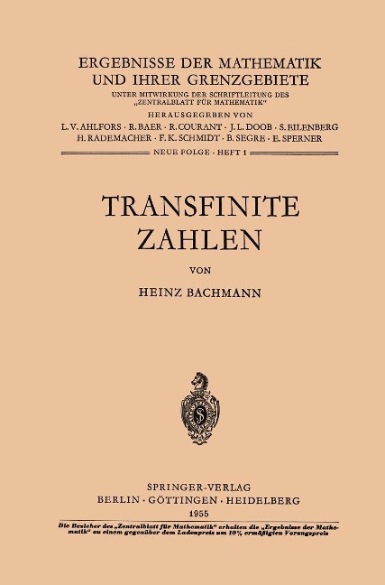 Transfinite Zahlen - Heinz Bachmann