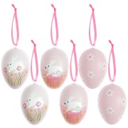 Deko-Eier Set, Rosa, 6 Stück, 6 x 4cm - 
