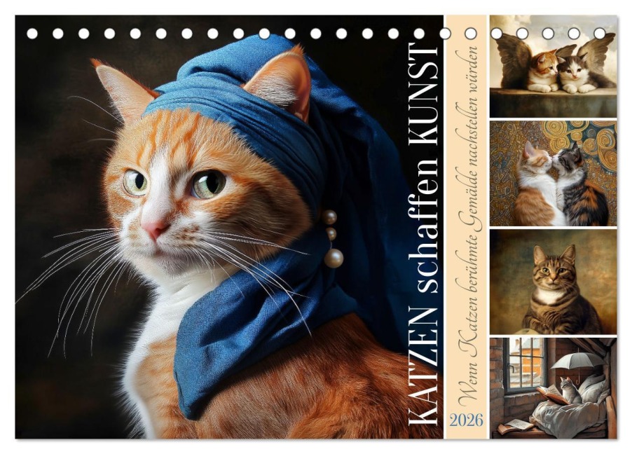 Katzen schaffen Kunst (Tischkalender 2026 DIN A5 quer), CALVENDO Monatskalender - Sabine Löwer