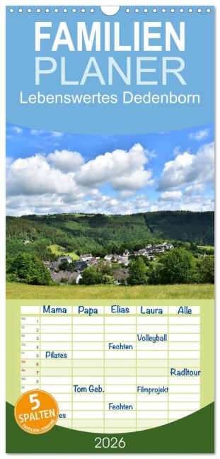 Familienplaner 2026 - Lebenswertes Dedenborn mit 5 Spalten (Wandkalender, 21 x 45 cm) CALVENDO - Jean-Louis Glineur