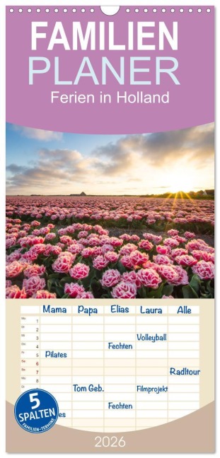 Familienplaner 2026 - Ferien in Holland mit 5 Spalten (Wandkalender, 21 x 45 cm) CALVENDO - Daniela Tchinitchian