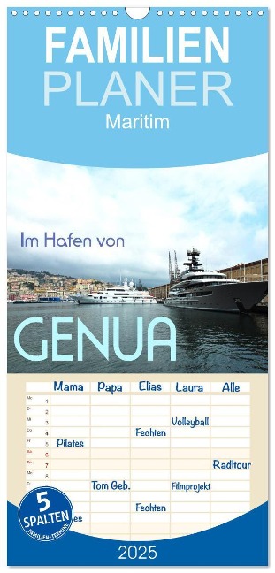 Familienplaner 2025 - Im Hafen von Genua mit 5 Spalten (Wandkalender, 21 x 45 cm) CALVENDO - Walter J. Richtsteig