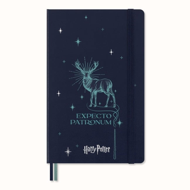 Moleskine Harry Potter Patronum Notizbuch, L/A5, Gemischt (Liniert Blanko Punktiert), Fester Einband, Saphir - 