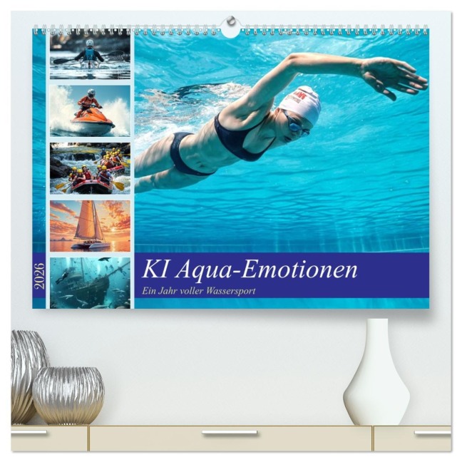 KI Aqua-Emotionen - Ein Jahr voller Wassersport (hochwertiger Premium Wandkalender 2026 DIN A2 quer), Kunstdruck in Hochglanz - Claudia Schimmack