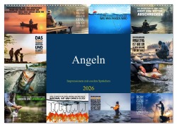 Cover-Bild zum Titel 'Angeln - Impressionen mit coolen Sprüchen (Wandkalender 2026 DIN A2 quer), CALVENDO Monatskalender' von 'Susan Michel'