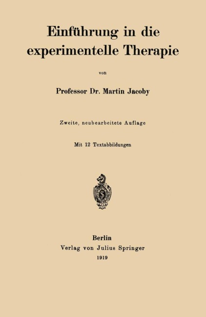 Einführung in die experimentelle Therapie - Martin Jacoby